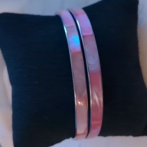 •Pink Mother-of-Pearl Bangle Bracelets